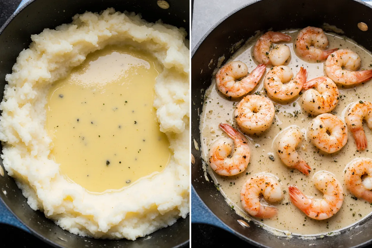 Creamy Garlic Shrimp Over Mashed Potatoes1