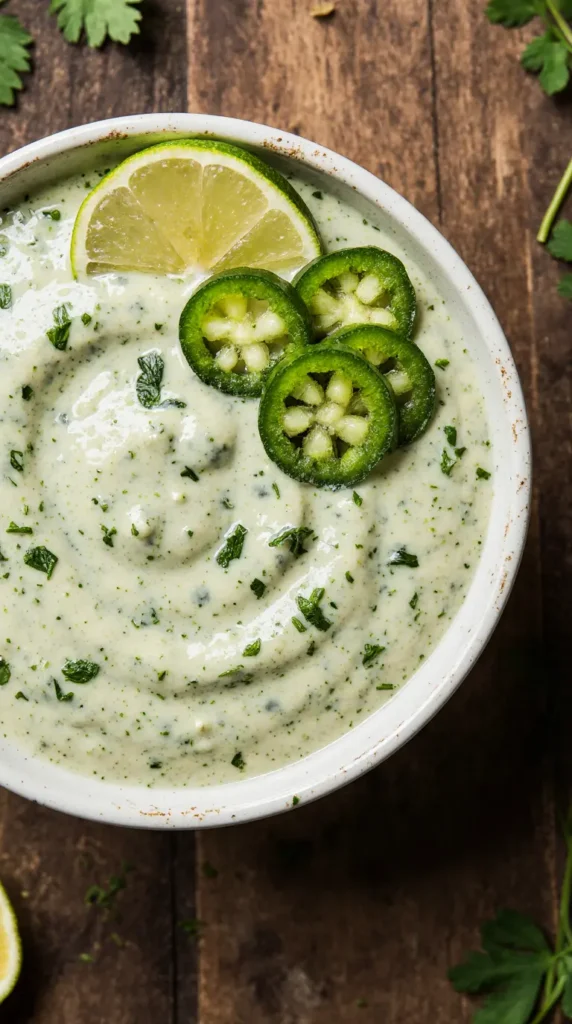 Creamy Cilantro Garlic Sauce With Jalapeños & Limes