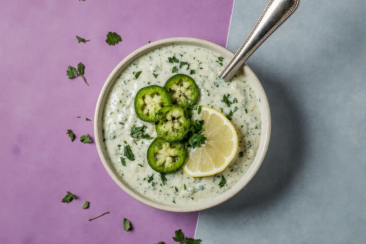 Creamy Cilantro Garlic Sauce With Jalapeños & Limes